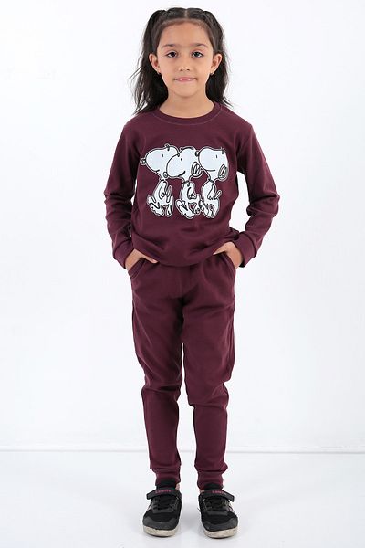 Lixera Girl's 5-12 Years Old Plum Lycra Set (Buy 1 Size Large)