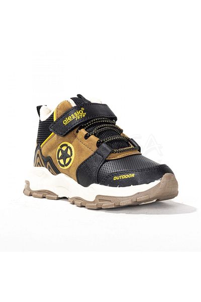 Aleza Shoes Καφέ Μαύρα Χειμερινά Παιδικά Αθλητικά Παπούτσια Ανθεκτικά στο Ψυχρό
