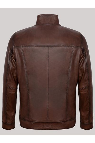 Derimont's Genuine Leather Brown Four-Pocket Men's Leather Jacket