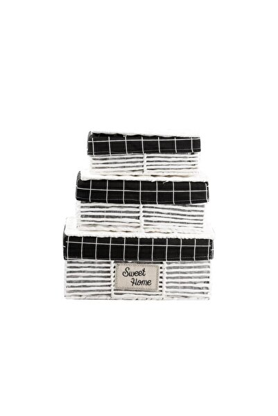 Sever Hasır Beyaz 3'lü Sepet