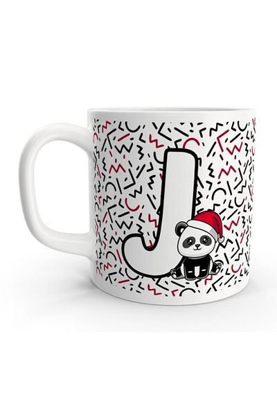 Rock'n Fox Letter J Cute Panda New Year Design Letter Mug Cup