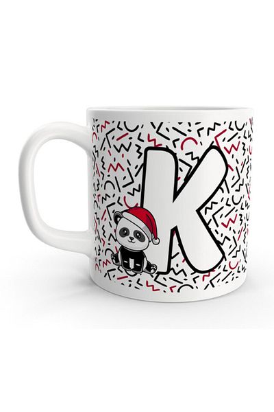 Rock'n Fox Letter K Cute Panda New Year's Design Letter Mug