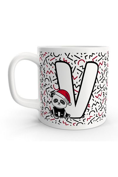 Rock'n Fox Letter V Cute Panda New Year's Design Letter Mug