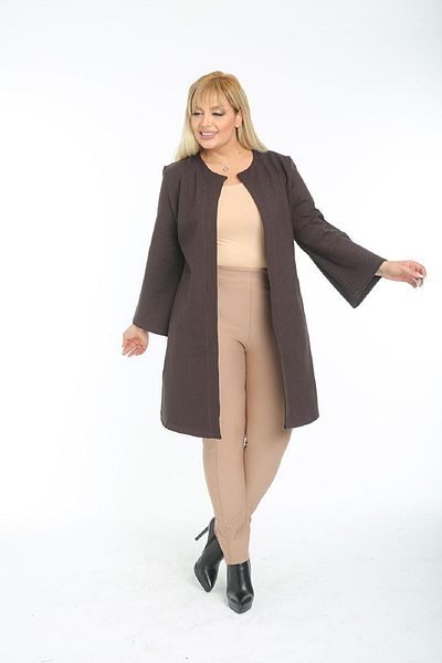 Şirin Butik Women's Large Size Brown Steel Interlock Jacket