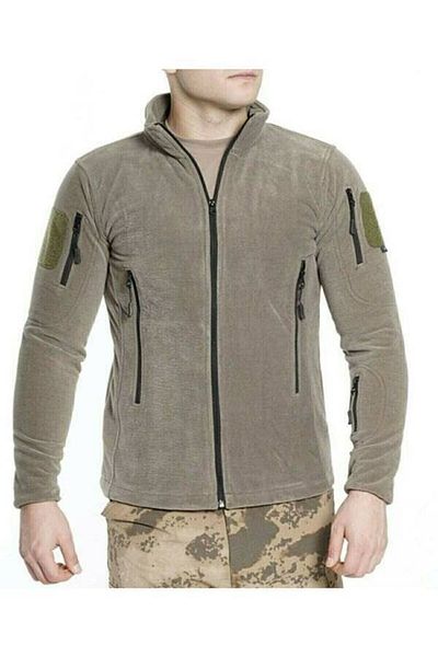 BARIŞ ASKERİ MALZEME Peace Military Mazlzeme Unisex Khaki Color 5 Pocket Zippered Nano Top Coat Fleece