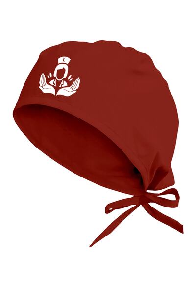 Tasarım Trend طباعة مخصصة للممرضات الجراحية بونيه / قبعة المستشفى بلون الطوب