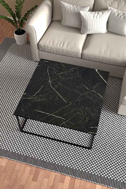 KODIGU Martina Orta Sehpa | Mat - Mermer Desenli | 90x90x40 Cm