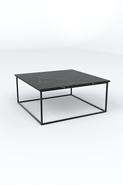 KODIGU Martina Orta Sehpa | Mat - Mermer Desenli | 90x90x40 Cm