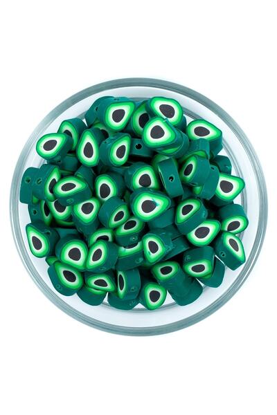 yfhobi 10 Adet - Polimer Fimo Boncuk, Avakado Desenli Polimer Kil Boncuk. 1. ...