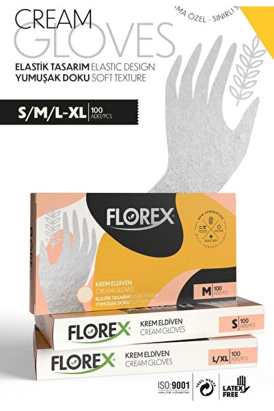 Florex Tek Kullanımlık Hibrit Eldiven Medıum Krem