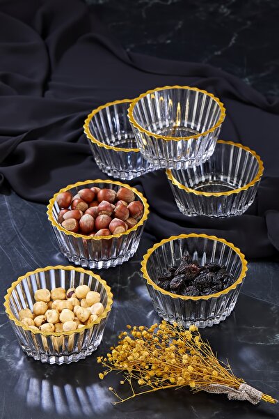 Zeryas Home 6 Adet Yaldızlı Çerezlik Sunumluk Kase