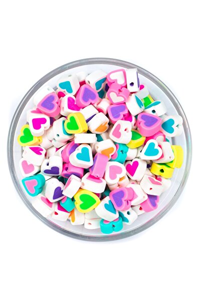 yfhobi 10 Adet - Polimer Fimo Boncuk, Karışık Renkli Kalp Figürlü Polimer Kil...