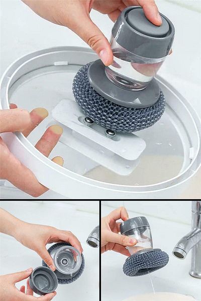 Technojet Magic Dish Washing Sponge with Detergent Tank Practical Cleaning Sponge Kitchen Bathroom Lava
