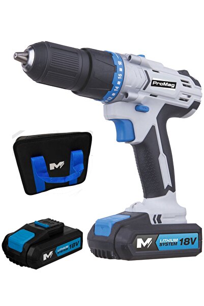 PROMAG American 18v 1,5 Ah Darbeli Li-on Çift Akülü Şarjlı Vidalama Matkap A+...