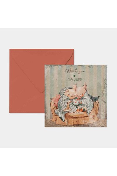 HRS Postcard - Square Greeting Card & Envelope New Year New Year Christmas
