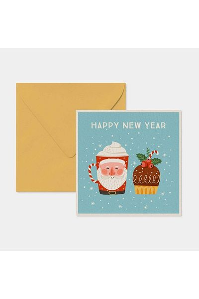 HRS Postcard - Square Greeting Card & Envelope New Year New Year Christmas