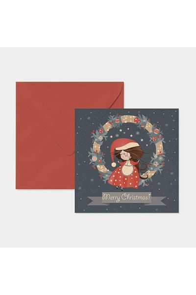 HRS Postcard - Square Greeting Card & Envelope New Year New Year Christmas