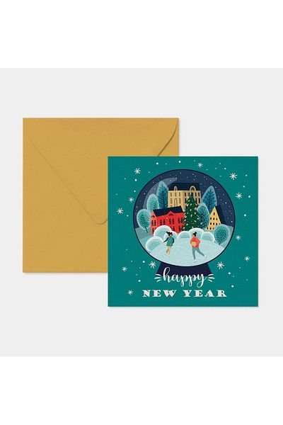 HRS Postcard - Square Greeting Card & Envelope New Year New Year Christmas