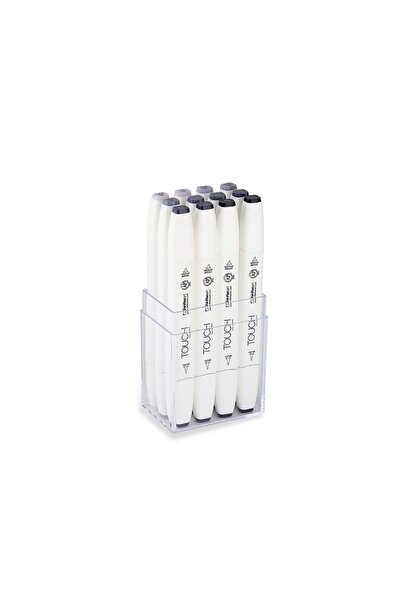 Shinhan Art Touch Twin Brush Pen: Double Sided Marker Set: 12 Pieces Cool Gray