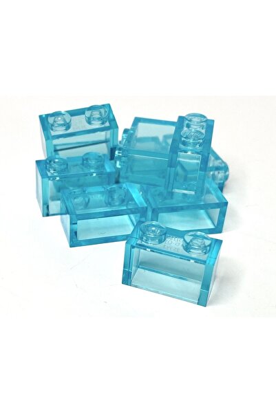 LEGO الملحق الأصلي Moc Custom Creator Brick 1 X 2 Brick Blue شفاف سيتم إرسال 3 قطع