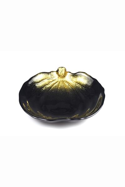 HERITAGE Halloween Black Pumpkin Serving Plate Presentation Plate Glass 22 Cm