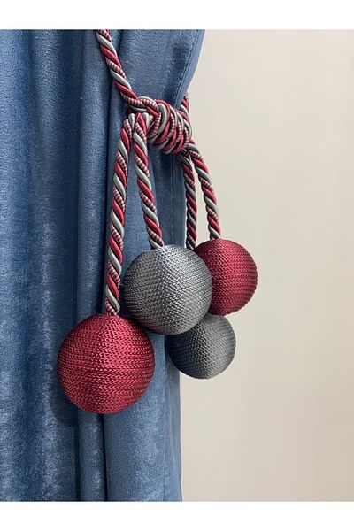 DÖRTTOP Modern Winding 4 Ball Braçol Cornice Tactical String Ceiling Curtain Accessory Dark Gray & Claret Red