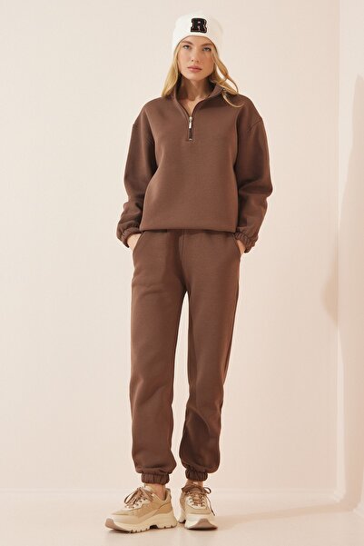 Happiness İstanbul Sweatsuit - Brown - Regular fit