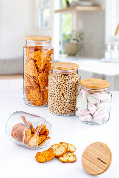 Bambum Zone - 4-Piece Vacuum Bamboo Glass Storage Container