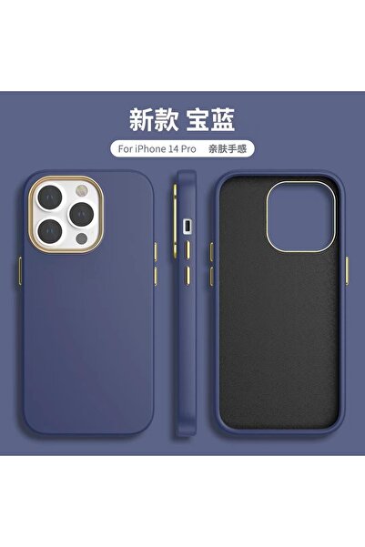 Miscase Iphone 14 Dik Kenarlı Deri Görünümlü Atlas Kapak Lacivert