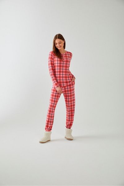 Pamuk & Pamuk Pink Plaid Pajama Set