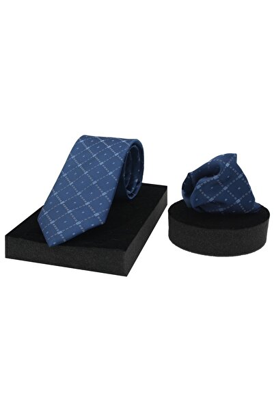 N-CHIC طقم ربطة عنق ومنديل منسوج من الألياف الدقيقة الإيطالية ذات مربعات منقو...