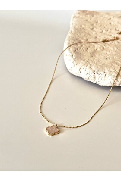 Ladies&Gentlemen Sedefli Yonca Altın Kaplama Tasarım Kolye