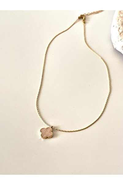 Ladies&Gentlemen Sedefli Yonca Altın Kaplama Tasarım Kolye