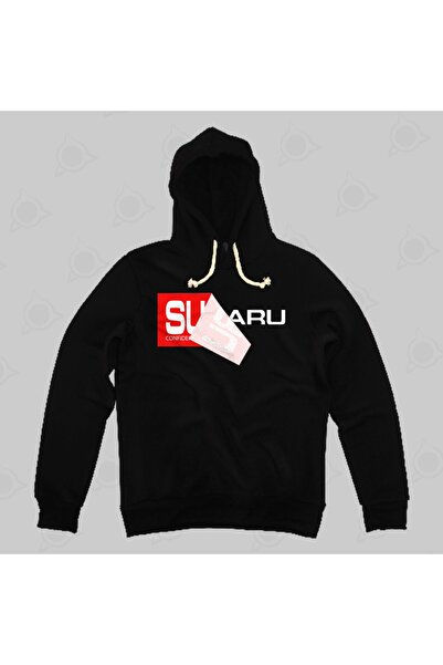 Built By Crazy سويت شيرت بقلنسوة بشعار أحمر للجنسين من سوبارو