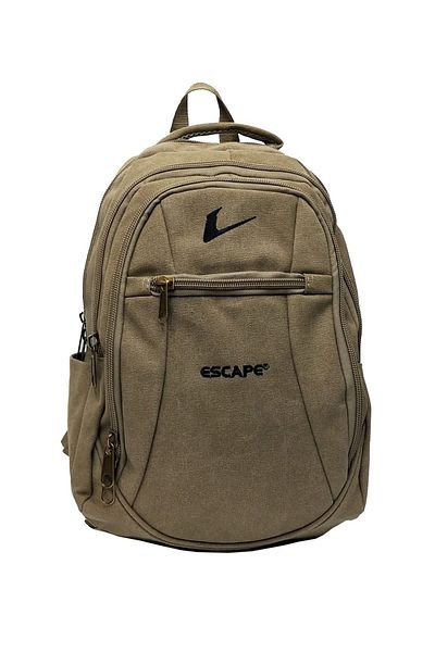 Case Club Σχολικό σακίδιο πλάτης Escape Camel 15,6 ιντσών από καμβά ύφασμα παχιά στήριξη πλάτης με πλαϊνές τσέπες