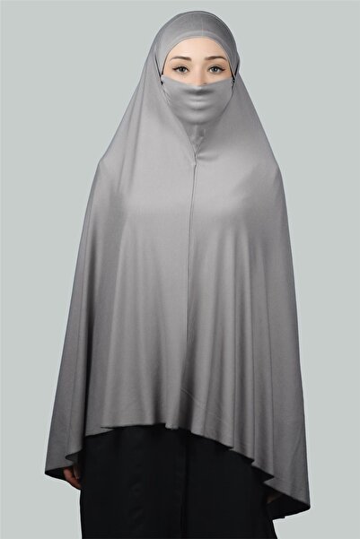 Altobeh Ready Practical Scarf with Turban Veil Hijab with Hijab - Prayer Cover Souffle (5XL) - Gray