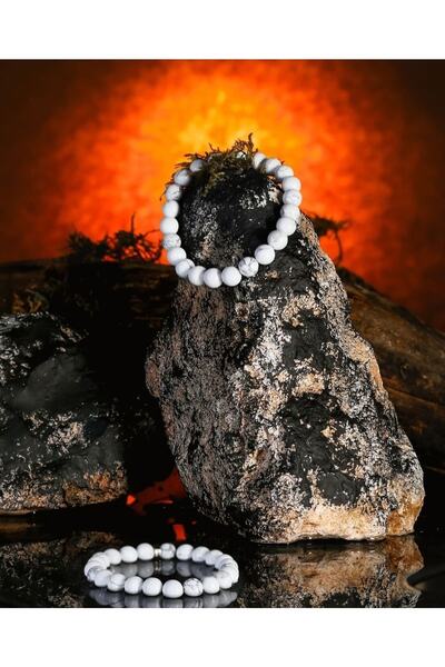 saraf aksesuar سوار الحجر الطبيعي Howlite