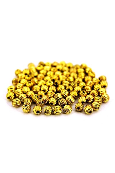 yfhobi 10 Adet - 4 Mm Çizgili Misket, Metal Boncuk, Ham Pirinç