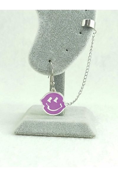 Fugusugu Happy Face Tragus Compression Chain Earrings