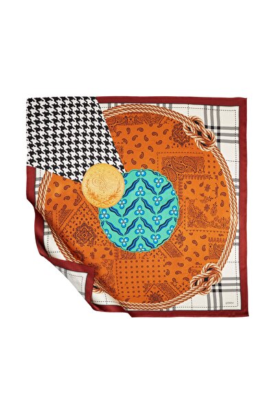 ipekevi Eșarfă din mătase Rope Burgundy Tivil Model 03