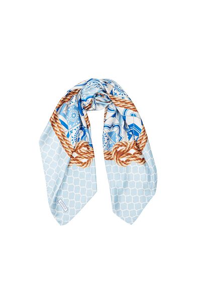 ipekevi Eșarfă de mătase Rope Baby Blue Tivil Model 02