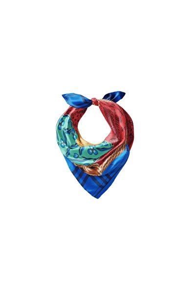 ipekevi Μαντήλι από σατέν μετάξι Rope μπλε κοβαλτίου Μοντέλο 03