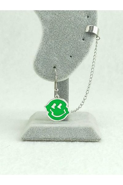 Fugusugu Happy Face Tragus Compression Chain Earrings