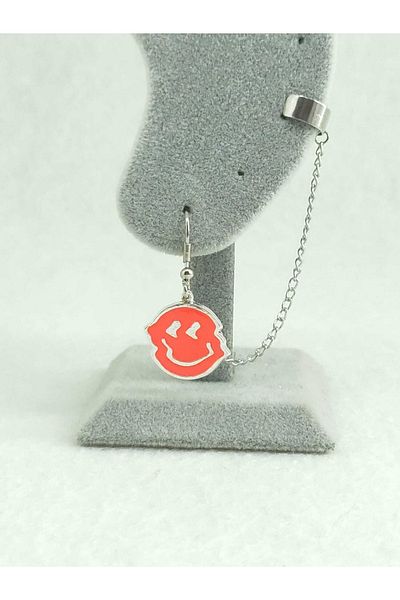 Fugusugu Happy Face Tragus Compression Chain Earrings