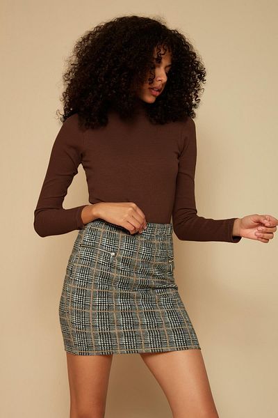 Select Moda Γυναικεία Πλεκτή Μπλούζα Σκούρο Καφέ ζιβάγκο