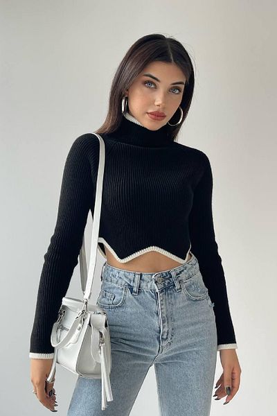 Özel Tasarım Pulover Crop Fisherman New Season Pulover Crop Pulover scurt Pulover cu gât