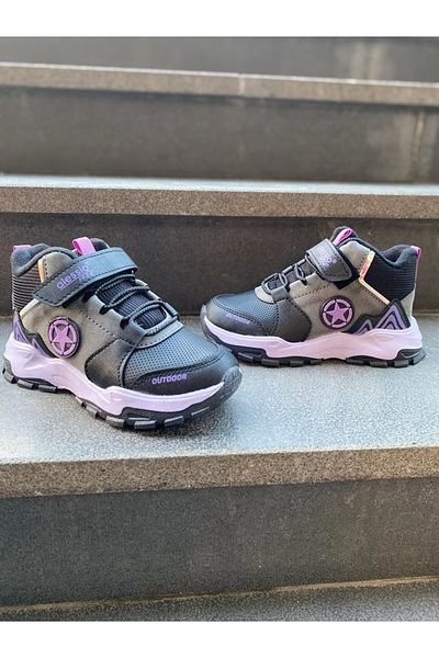Aleza Shoes Ροζ Μαύρα Χειμερινά Παιδικά Αθλητικά Παπούτσια Ανθεκτικά στο Ψύξη
