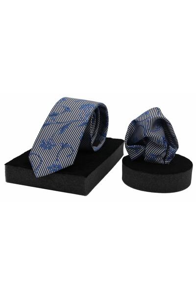 N-CHIC مجموعة منديل وربطة عنق منسوجة من الألياف الدقيقة بنمط شال