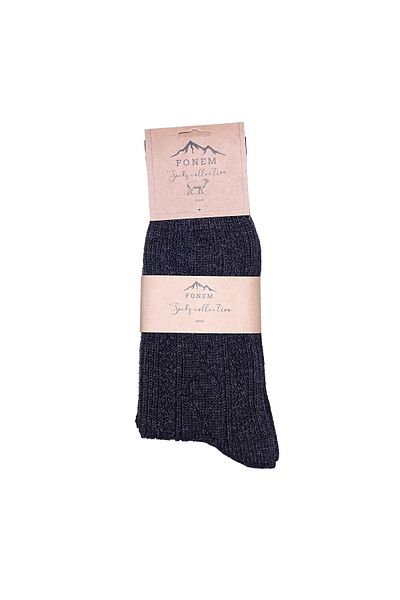 Fonem Men's Embossed Diamond Patterned Wool Socks Fo 8002 Anthracite