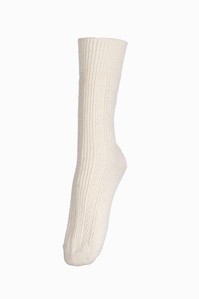 Fonem Men's Embossed Diamond Patterned Wool Socks Fo 8002-1 Ecru
